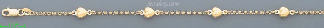 14K Gold Italian Charm Bracelet - Click Image to Close