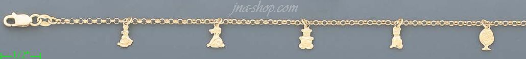 14K Gold Italian Charm Bracelet - Click Image to Close