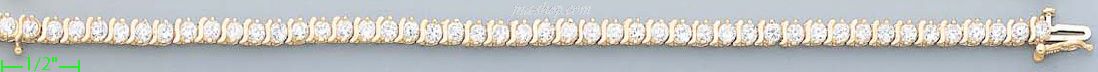 14K Gold Tennis Bracelet - Click Image to Close