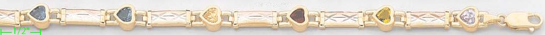 14K Gold CZ Fancy Bracelet - Click Image to Close