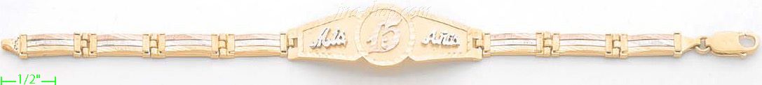 14K Gold 3Color Fancy Bracelet - Click Image to Close