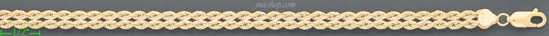 14K Gold Rope ID Bracelet - Click Image to Close