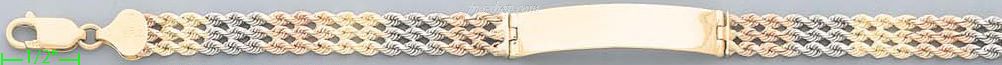 14K Gold Rope ID Bracelet - Click Image to Close