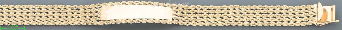 14K Gold Rope ID Bracelet - Click Image to Close