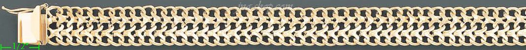 14K Gold Chino/Curly Link Bracelet - Click Image to Close