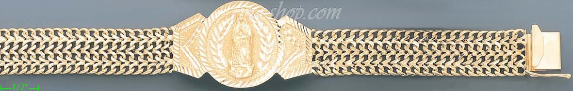 14K Gold Chino/Curly Link ID Bracelet - Click Image to Close