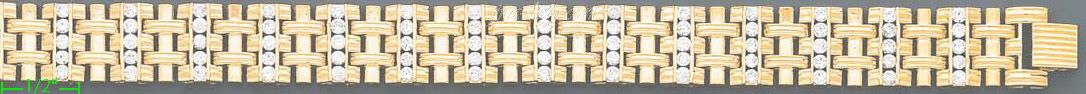 14K Gold Men's Fancy CZ Bracelet - Click Image to Close