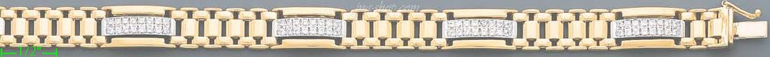 14K Gold Men's Fancy CZ Bracelet - Click Image to Close