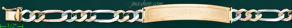 14K Gold 3Color Link ID Bracelet - Click Image to Close