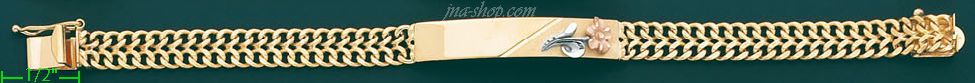 14K Gold 3Color Link ID Bracelet - Click Image to Close