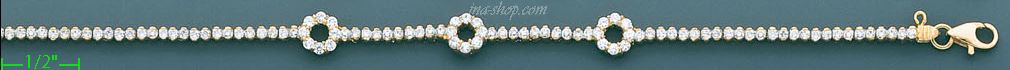 14K Gold Fancy CZ Bracelet - Click Image to Close