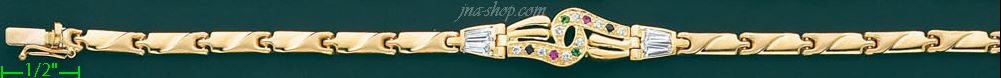 14K Gold Fancy CZ Bracelet - Click Image to Close