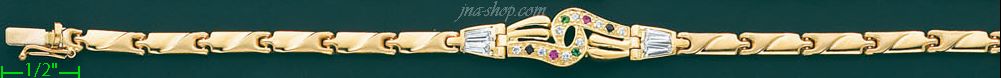 14K Gold Fancy CZ Bracelet - Click Image to Close