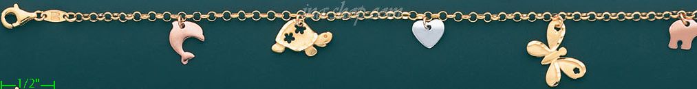 14K Gold Charm Bracelet 7 - Click Image to Close