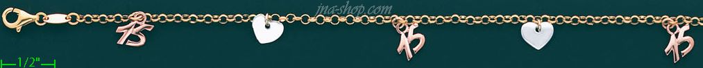 14K Gold Charm Anklet 10 - Click Image to Close