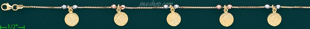 14K Gold Charm Anklet 10 - Click Image to Close