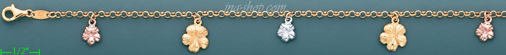 14K Gold Charm Anklet 10 - Click Image to Close