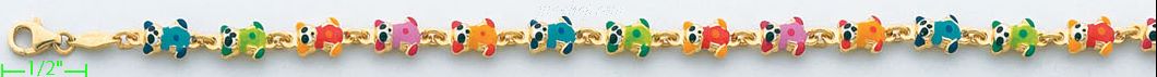 14K Gold Enamel Charm Bracelet - Click Image to Close