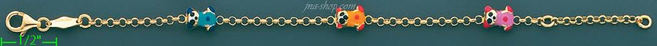 14K Gold Enamel Charm Bracelet - Click Image to Close