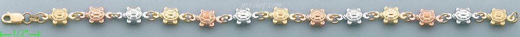 14K Gold Hollow Charm & Light Bracelet - Click Image to Close