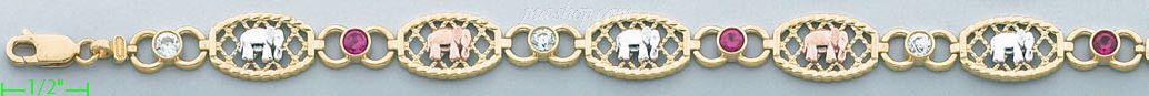14K Gold 3Color Fancy Bracelet - Click Image to Close