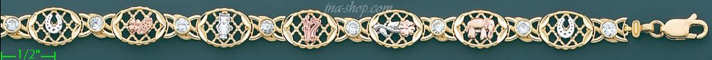 14K Gold 3Color Fancy Bracelet - Click Image to Close