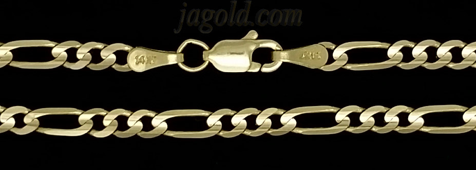 14K Gold 20" Figaro 3+1 Chain 3mm - Click Image to Close