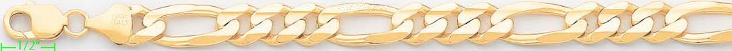 14K Gold Figaro 3+1 Chain 24" 10.5mm - Click Image to Close
