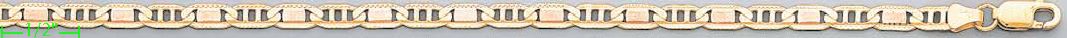 14K Gold Admiral Valentino 3Color Chain 20" 4mm - Click Image to Close