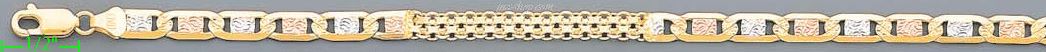 14K Gold Bismark-Valentino DC 3Color Chain 20" 4.8mm - Click Image to Close