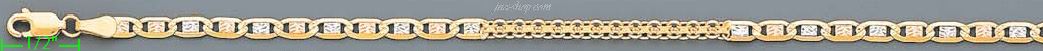 14K Gold Bismark-Valentino DC 3Color Chain 22" 3.4mm - Click Image to Close