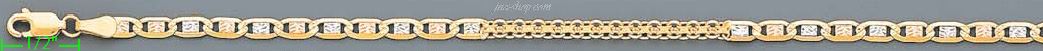 14K Gold Bismark-Valentino DC 3Color Chain 18" 3.4mm - Click Image to Close