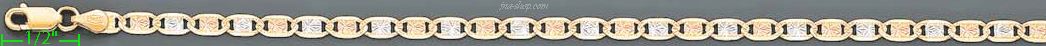 14K Gold Valentino DC 3Color Chain 22" 3.6mm - Click Image to Close