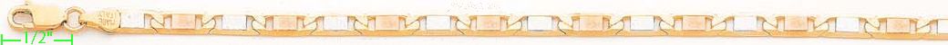 14K Gold Valentino 3Color Chain 8" 4.3mm - Click Image to Close