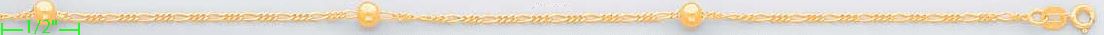 14K Gold Figaro w/Ball Chain 24" - Click Image to Close