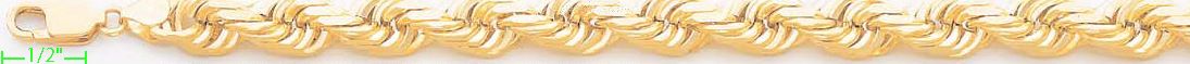 14K Gold Solid Rope DC Chain 8.5" 10mm - Click Image to Close