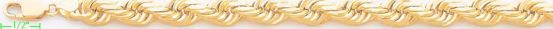 14K Gold Solid Rope DC Chain 22" 10mm - Click Image to Close