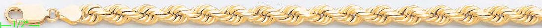14K Gold Solid Rope DC Chain 8.5" 7mm - Click Image to Close