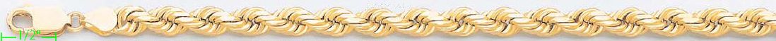14K Gold Solid Rope DC Chain 8.5" 7mm - Click Image to Close