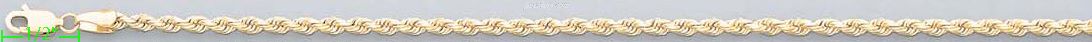 14K Gold Solid Rope DC Chain 22" 3mm - Click Image to Close