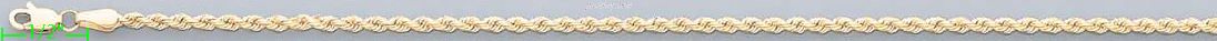 14K Gold Solid Rope DC Chain 20" 2.5mm - Click Image to Close