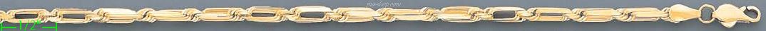 14K Gold Baguette Link Chain 22" 4mm - Click Image to Close