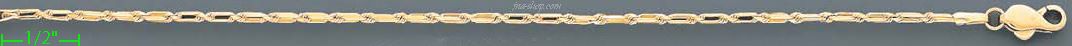14K Gold Baguette Link Chain 24" 2mm - Click Image to Close