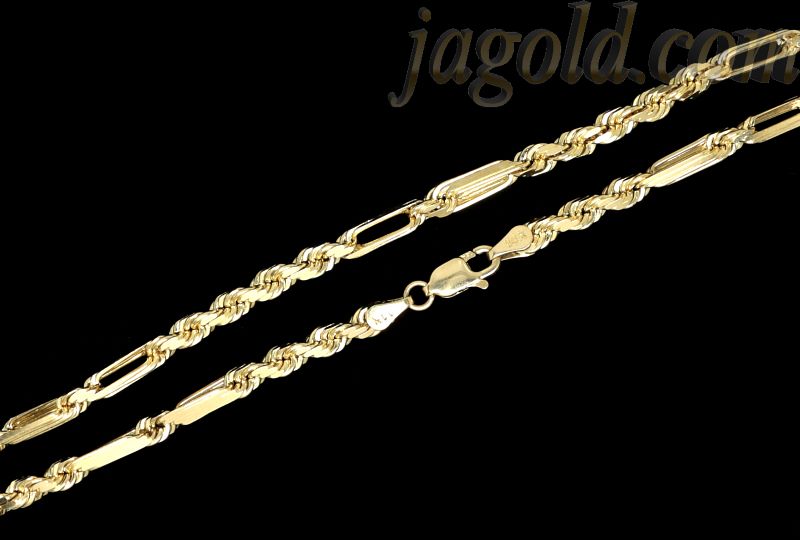 14K Gold Open Figarope Chain 20" 4mm - Click Image to Close