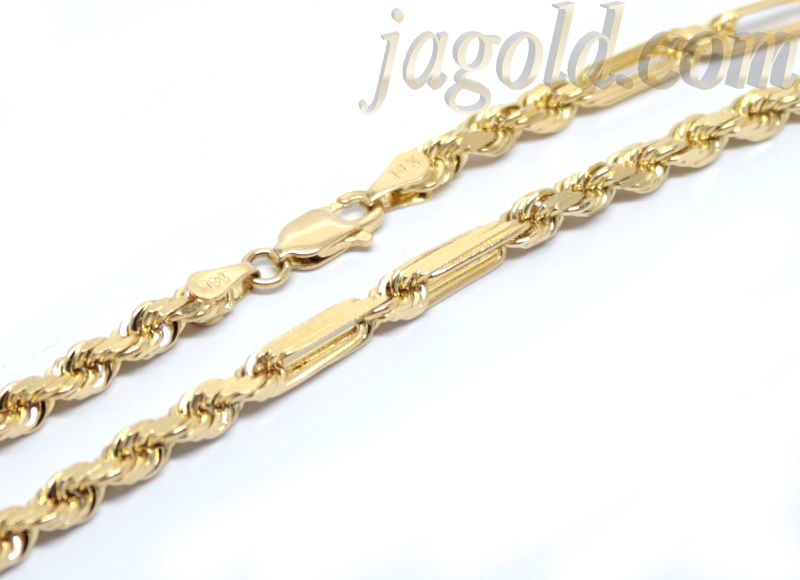 14K Gold Open Figarope Chain 22" 4mm - Click Image to Close