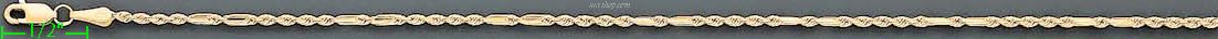 14K Gold Open Figarope Chain 20" 2mm - Click Image to Close