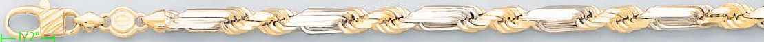 14K Gold Figarope Chain 9" 7.5mm - Click Image to Close