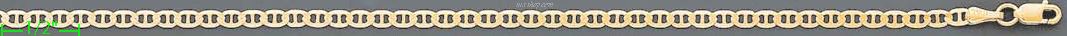 14K Gold Flat Mariner Chain 22" 3.1mm - Click Image to Close