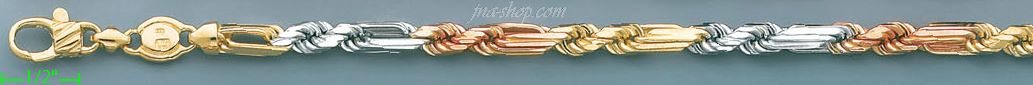14K Gold Figarope 3Color Chain 26" 5mm - Click Image to Close