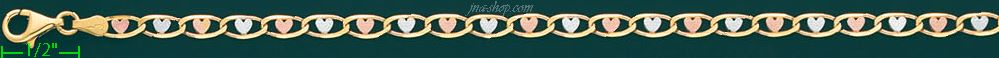 14K Gold Heart Valentino Chain 20" 4mm - Click Image to Close